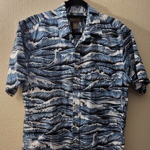 Blue Wave Pattern Men's Shirt